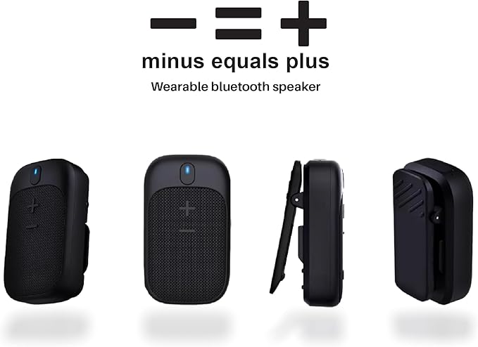 MINUS EQUALS PLUS - = + Golf Speaker/Wireless Wearable Bluetooth Speaker/Portable/Clip on/Up to 18hrs of Battery Life/Built-in Mic for Hands-Free Music and Calls/Water Resistant/Modern Design (Blue)