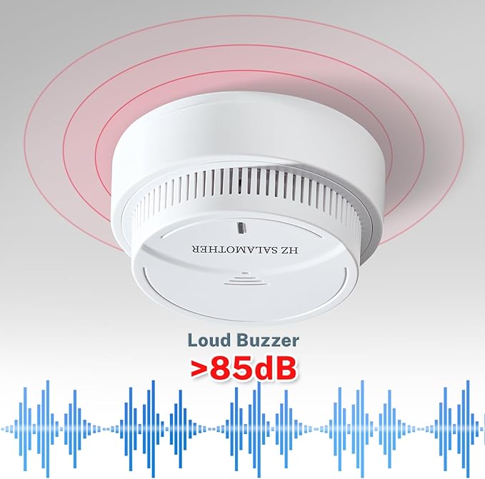 Smoke Detector 1 Pack,Fire Alarms Smoke Detectors with Photoelectric Technology with LED Lndicator and Test Button,Smoke Alarm for Home,Bedroom,Kitchen