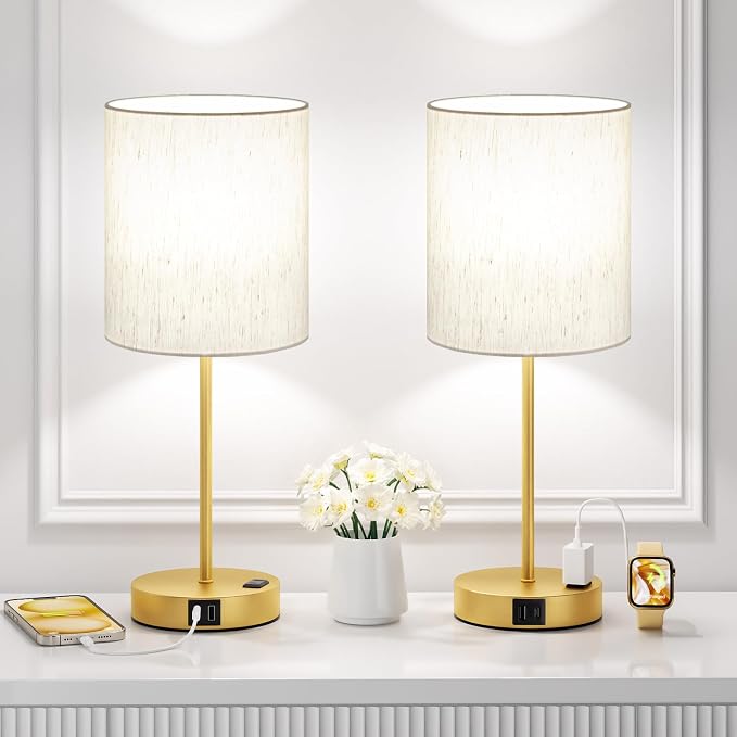 17.6" Gold Touch Lamps for Bedroom Set of 2 - Image 8
