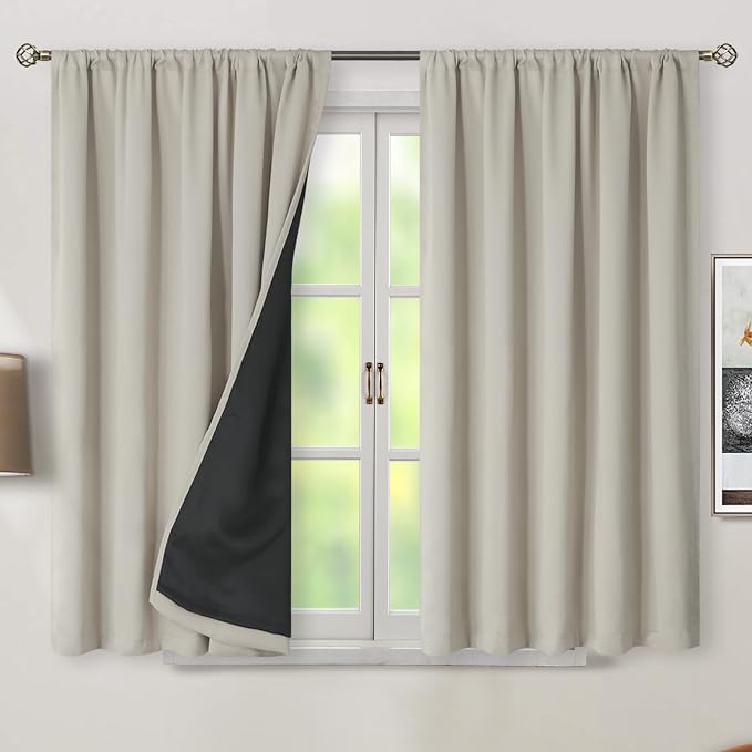 BGment 100% Room Darkening Thermal Insulated Blackout Curtains 45 Inches Long - Image 2