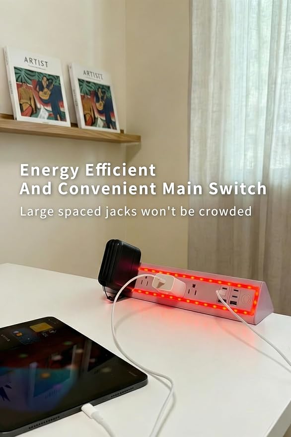 Desk Clamp Power Strip with Nightlight, 40W Fast Charging, 10FT Extension Cord - Image 5