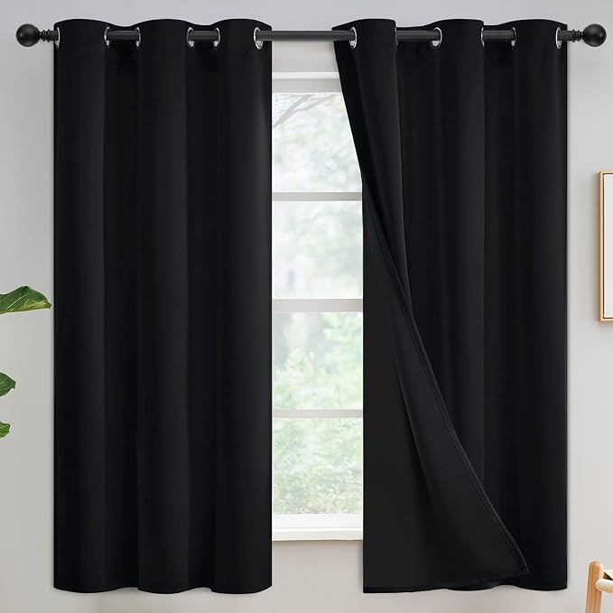 Yakamok Black Blackout Curtains 63 inches Long by Yakamok