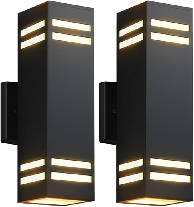 Zinola Dusk to Dawn Outdoor Lighting 2 Pack, Modern Outdoor Wall Lights Black Exterior Lighting Fixtures Wall Mount with E26 Base, Waterproof Sconce Outside Lights for House Porch, Bulbs Included