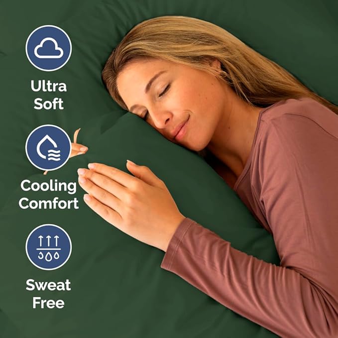 RV Short Queen Sheet Set 60 X 75 - 4 Piece RV Short Queen Bed Sheets - Soft, Breathable & Cooling - Designed for Bunks, Trailers & Campers - Fits 8” to 12" Mattress - Luxury Bedding - Emerald Green