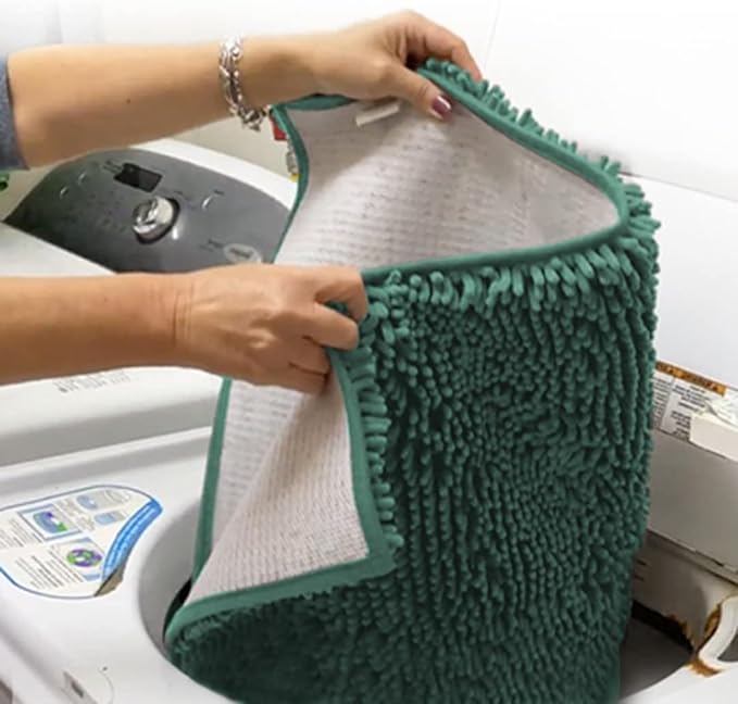 Muddy Mat® AS-SEEN-ON-TV Highly Absorbent Microfiber Door Mat and Pet Rug, Non Slip Thick Washable Area and Bath Mat Soft Chenille for Kitchen Bedroom Indoor and Outdoor - Seafoam Green 24" x 72"