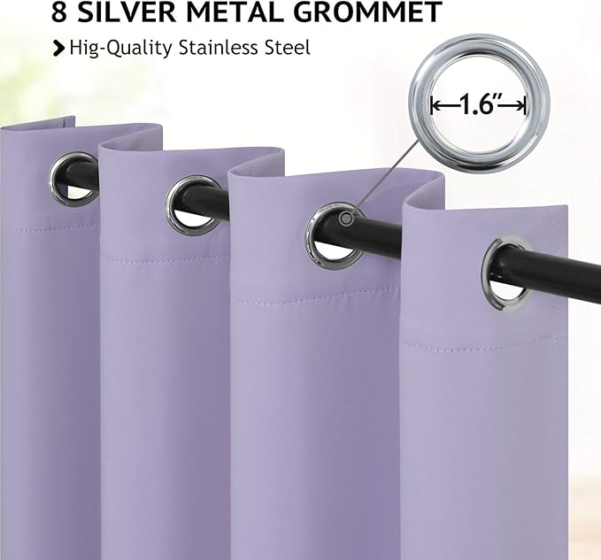 COSVIYA Grommet Room Darkening Lilac Curtains 45 inch Length - Image 2
