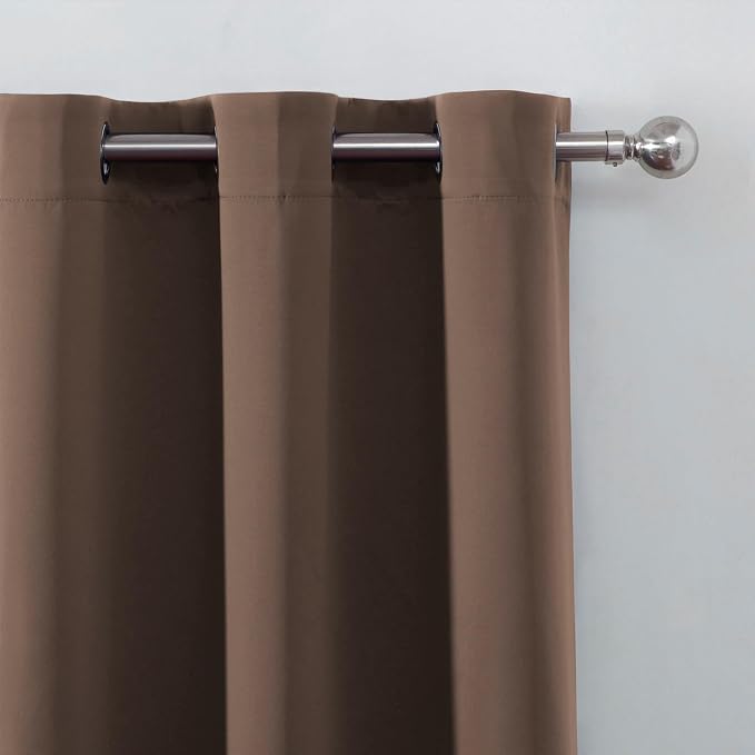 Chocolate Brown Blackout Curtains 34 x 84 Inch Length/Set of 2 Curtain - Image 6