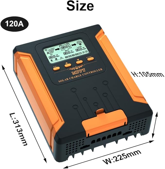 iSunergy 100A 180V MPPT Solar Charge Controller 12V/24V/36V/48V Auto, Heat-Dissipating Metal Housing, Dual Fans, and LCD Display, for LiFePO4, Gel, Lithium, SLD, FLD, and Ternary Battery