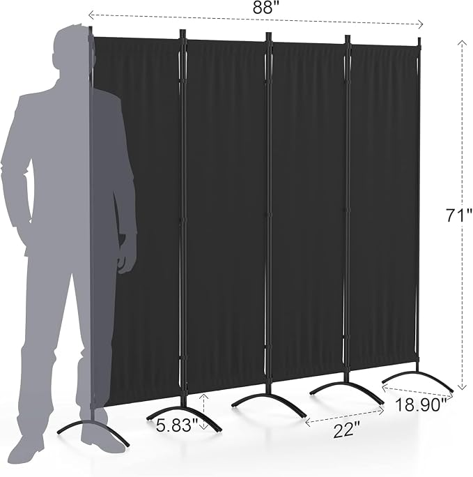 Morngardo Upgraded Room Divider Folding Privacy Screens 4 Panel Partitions 88" - Image 2