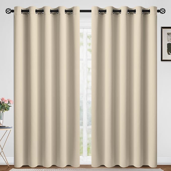 COSVIYA Grommet Room Darkening Beige Curtains 84 inch Long by COSVIYA