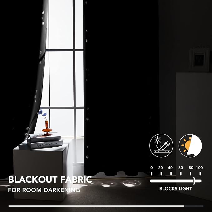 Deconovo Blackout Curtains, Energy Saving Curtains, 2 Panels, - Image 3