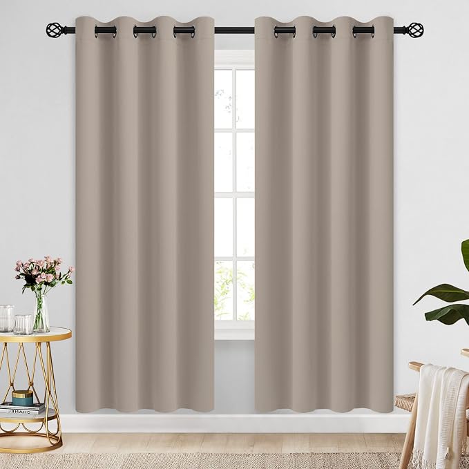 COSVIYA Grommet Blackout Room Darkening Natural Curtains 72 inch Length 2 by COSVIYA