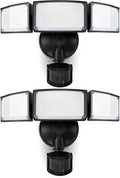 LUTEC 2 Pack 72W 7500LM LED Security Lights Motion Sensor Light Outdoor, 5000K Daylight, IP65 Waterproof, Dusk to Dawn, 3-Head Motion Detected Flood Light for Garage, Yard, Porch(Black)