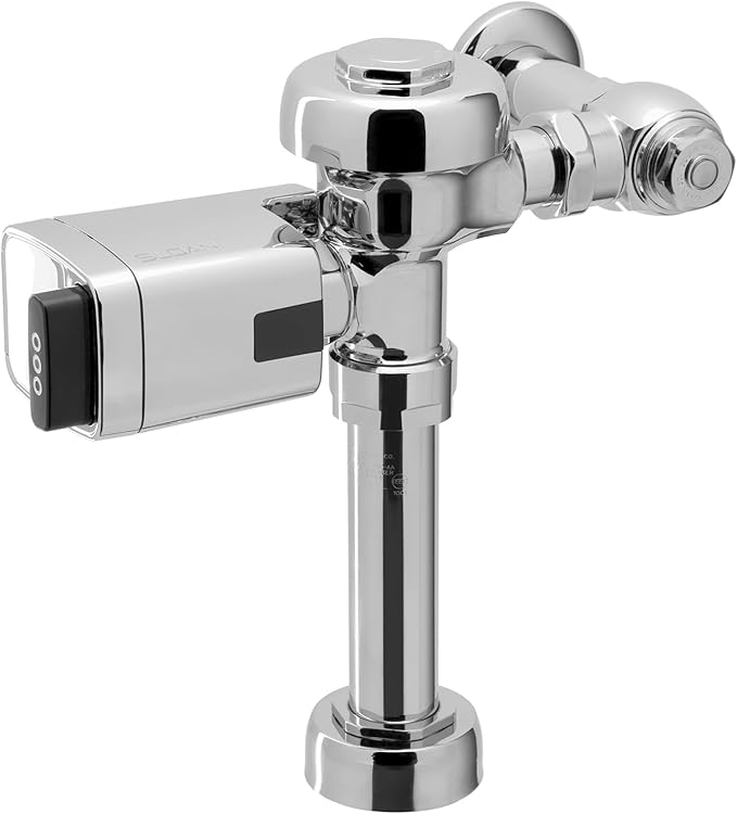 Sloan Regal 111 SFSM Exposed Sensor Water Closet Flushometer, 1.28 GPF Flush Valve - Infrared Sensor w/True Mechanical Override, Single Flush, Fixture Connection Top Spud, Battery Powered, 3080058