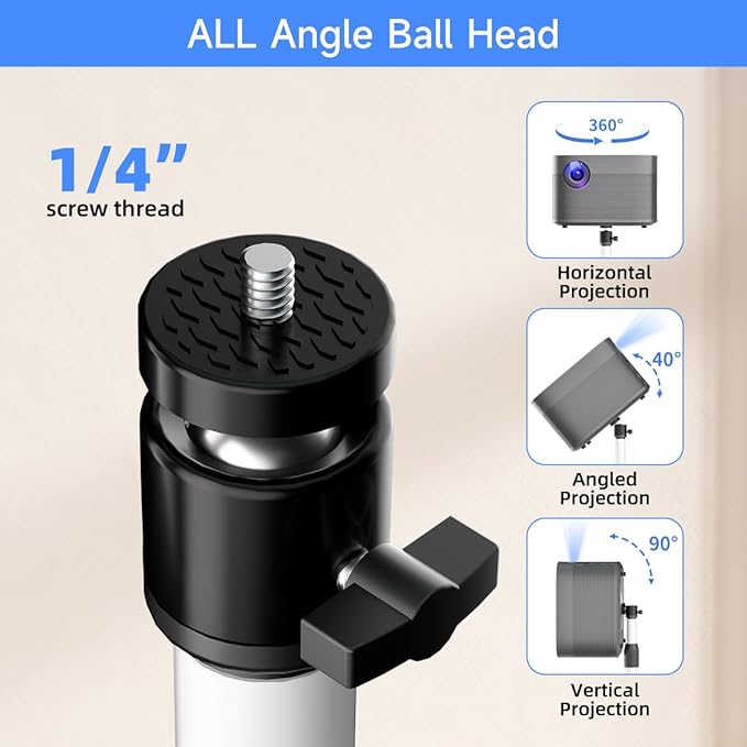 suptek Projector Stand 360°Swivel, Height Adjustable 36.6-46.8inch, Mini Projector Mount Bracket, Compatible with Home Office Video Vlog DVR Camera, PR001FW