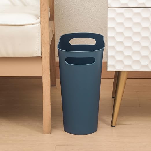 rejomiik Small Bathroom Trash Can, 3.5 Gallon Slim Garbage Can, Teal Blue | - Image 4