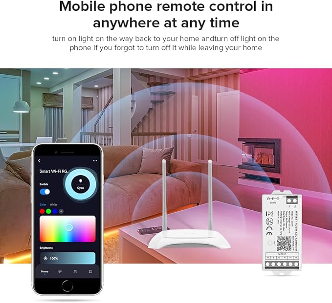 BTF-LIGHTING RF 2.4GHz Wireless Remote RC09RFB & C04W 2.4GHz Tuya WiFi Controller Kit Alexa Google Home Smartphone APP Control for RGBW PWM 5050SMD FCOB (+ R G B W) 5PIN LED Strip DC12V DC24V