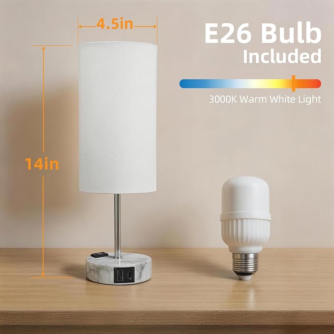 Table Lamp for Nightstand, High-Sensitivity Touch, 3-Level Dimmable Bedside Lamp - Image 8