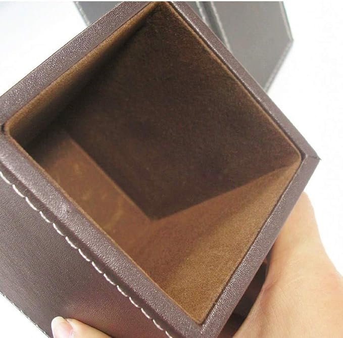 Black PU Leather Square Pens Pot Pencils Holder Cup Desktop Stationery - Image 3