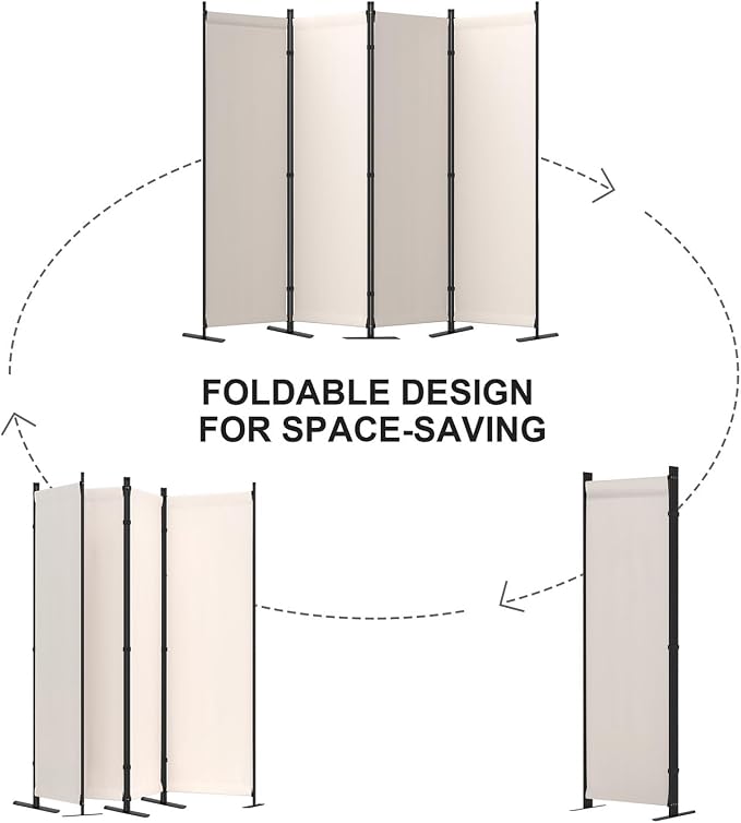 Morngardo Room Divider, Folding Privacy Screens, 4 Panel Room Partitions - Image 7