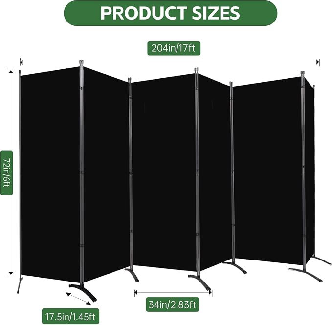 6 Panel Folding Room Divider, Sturdy Frame Freestanding Wall Divider | Privacy - Image 5
