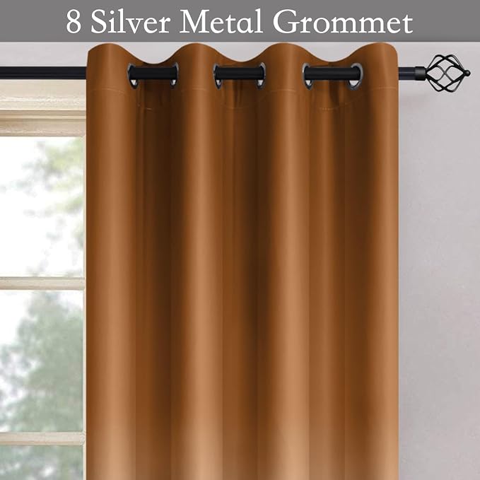 SimpleHome Burnt Orange to Grey White Ombre Room Darkening Curtains 96 Inch | - Image 3