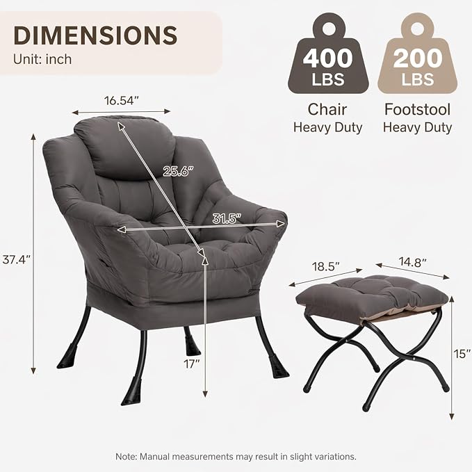 HollyHOME Lazy Chair with Foldable Ottoman, Accent Comfy Lounge Armchair and - Image 2