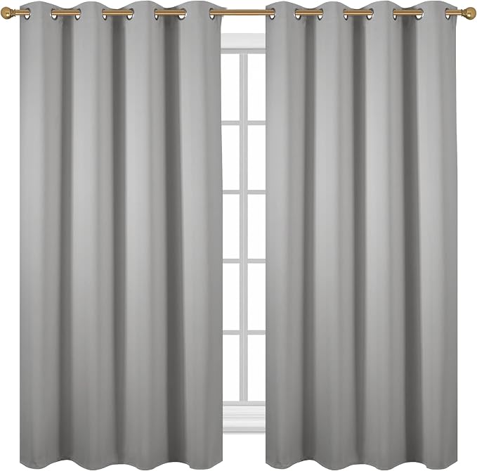 Diraysid Light Grey Grommet Blackout Curtains - Image 2