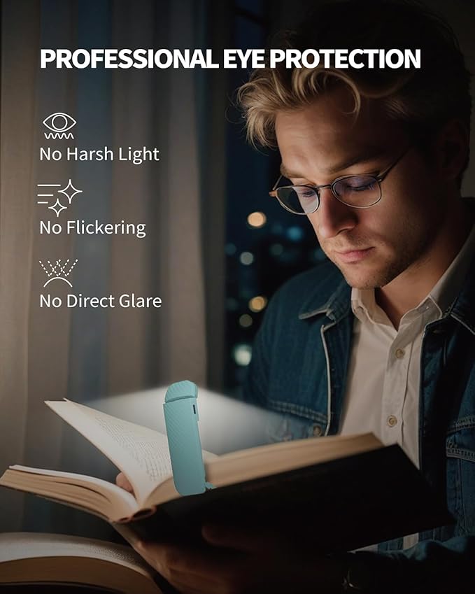 HEMONNKAM Book Reading Light, Rechargeable Clip on Booklight, Eye Caring 3 - Image 3
