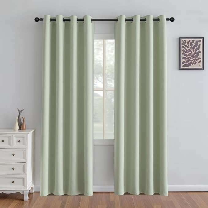 IGEMAEVE Blackout Curtains for Bedroom Grommets Sage Green 52" W x 84" L | by IGEMAEVE