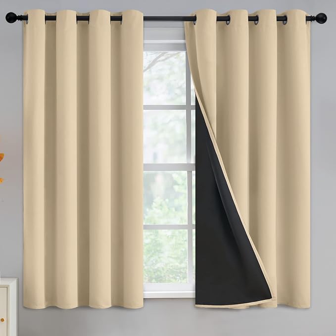 Yakamok Beige Blackout Curtains 54 inches Long by Yakamok