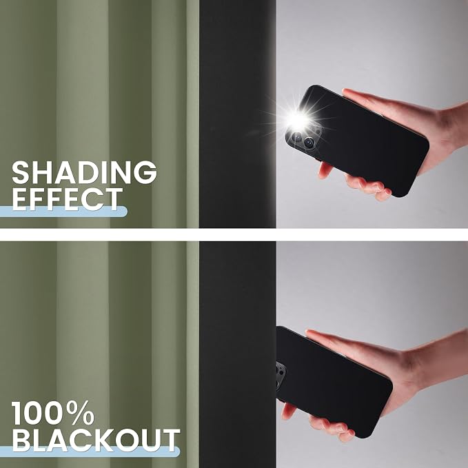 SimpleHome Light Sage 100% Blackout Curtains Room Darkening Living Room 63 | - Image 4