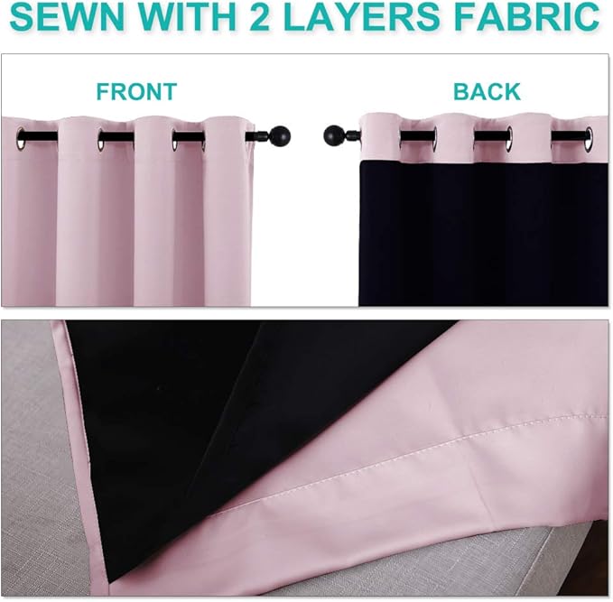 NICETOWN Blackout Curtains 80 inches Long, 2 Pieces, Lavender Pink, Full Light - Image 5