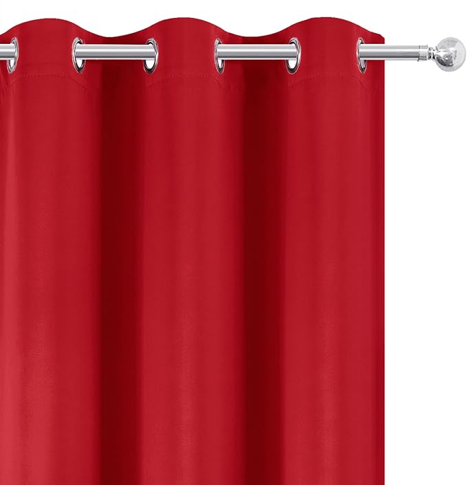 Blackout Curtains 66 x 72 Inch Long Bright Red Curtains Set of 2 Panels Room - Image 6