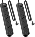 2 Pack Surge Protector Power Strip, 10FT Long Extension Cord with 5 Widely Spaced Outlets 3 USB Ports (1 USB C Port), Flat Overload Protection, 900 Joules, Wall Mount for Home Office Dorm, ETL Listed