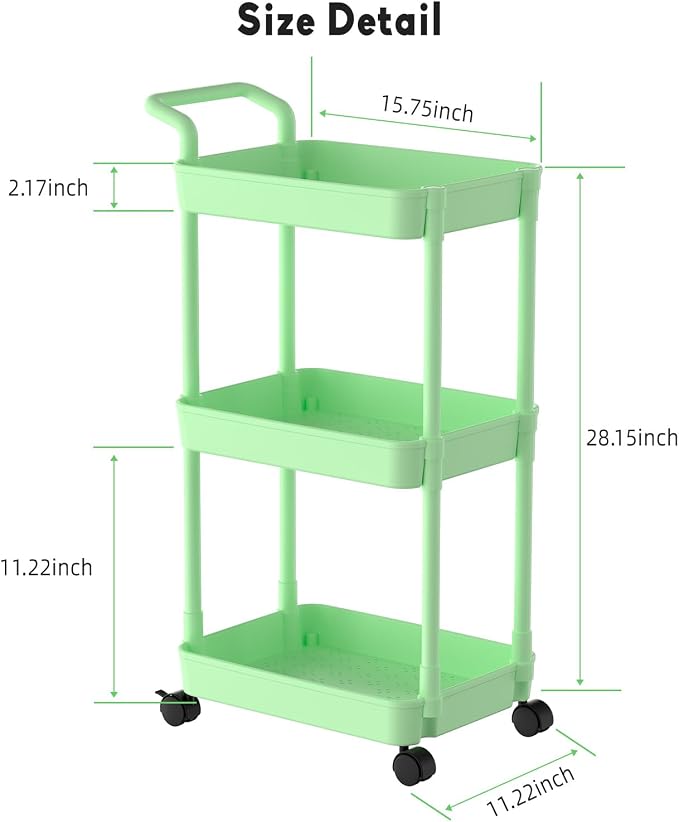 Volnamal Diaper Caddy, 3 Tier Rolling Cart - Image 3