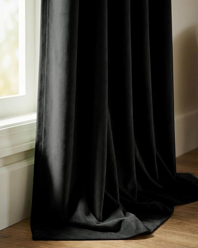 Black Blackout Curtains 96 inches Halloween Decor, 2 Panels | Heavy Thick - Image 9