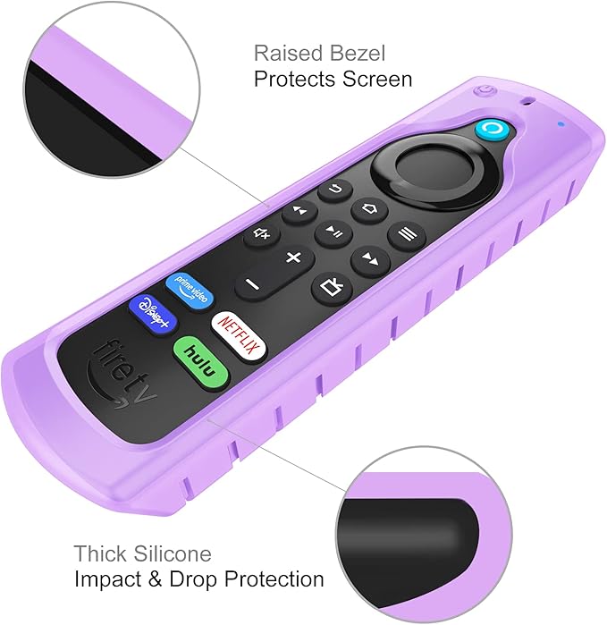CaseBot Remote Case for Fire TV Stick HD/4K/4K Max (1st Gen)/Fire TV Stick (3rd Gen)/Lite - Anti-Slip Shockproof Silicone Cover for Alexa Voice Remote (2nd & 3rd Generation) (Purple Glow in The Dark)