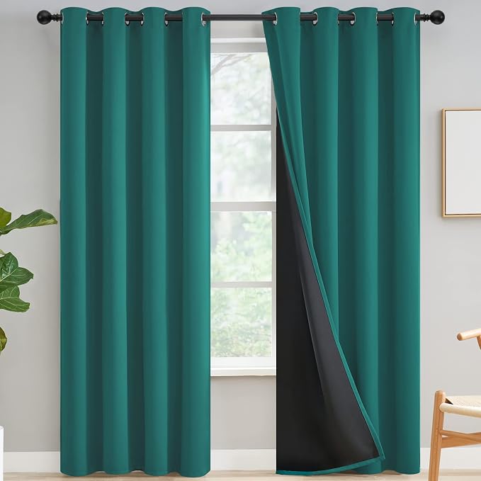 Yakamok Teal Blackout Curtains 84 inches Long by Yakamok