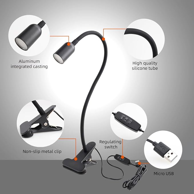 DAMI LED Reading Light for Bed Headboard – Dimmable Clip-On Book Light - Image 2