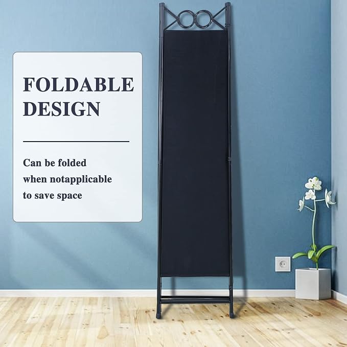 Room Divider 4 Panels 6FT Room Divider Black Privacy Panel Screens | Wall - Image 3