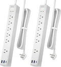 2 Pack 6Ft Extension Cord, SUPERDANNY Flat Plug Surge Protector Power Strip | by SUPERDANNY