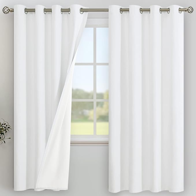 YoungsTex White Linen 100% Blackout Curtains 78 Inch Length by YoungsTex