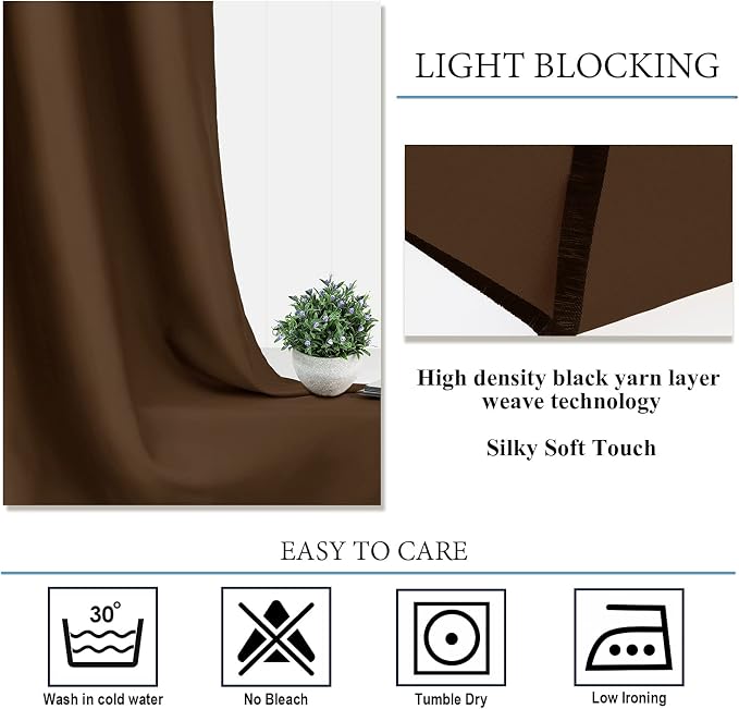 Diraysid Chocolate Brown Grommet Blackout Curtains - Image 8