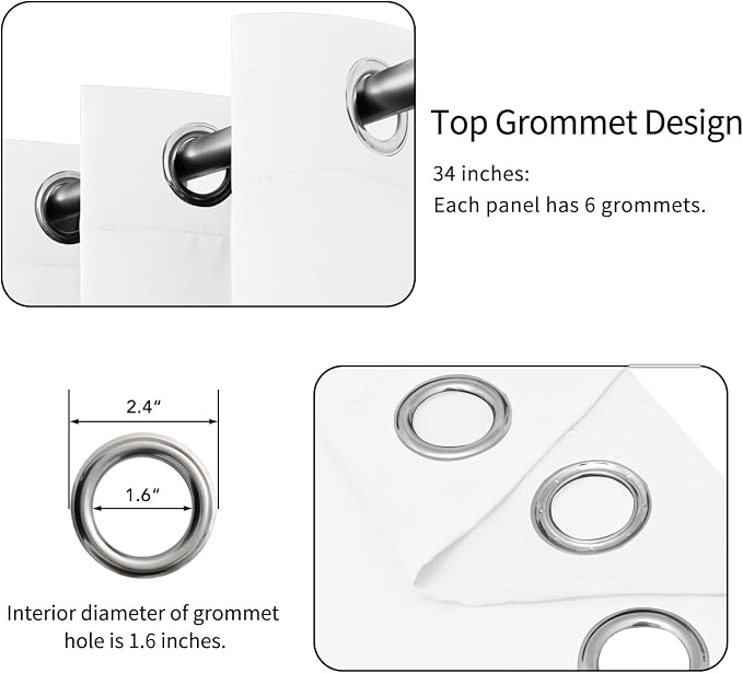 Easy-Going Thermal Grommet Curtains, 2 Panels 34x45 in, Noise Reduction - Image 4