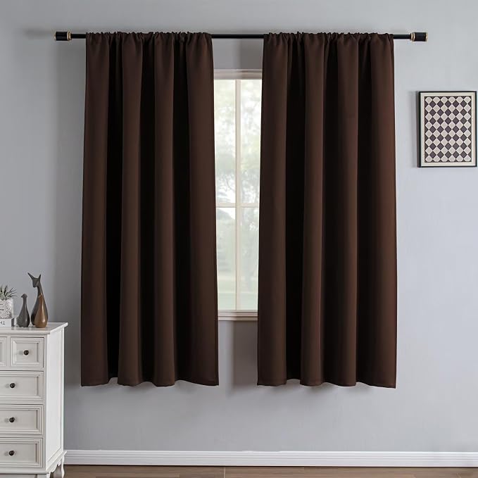 IGEMAEVE Blackout Curtains for Bedroom Rod Pocket Chocolate 52" W x 72" L | by IGEMAEVE