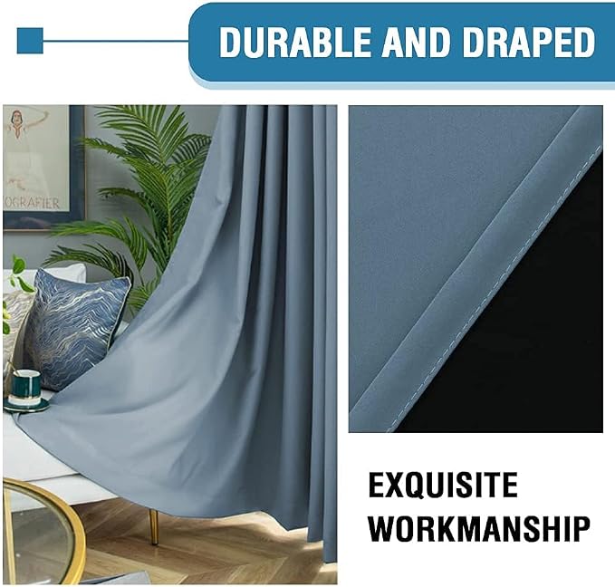 H.VERSAILTEX 100% Blackout Window Curtains 90 Inch Thermal Insulated Noise - Image 6