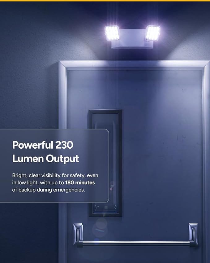 Sunco 6 Pack LED Emergency Lights for Business, Commercial Lighting, Power Outages, Offices, with Backup Battery (90 Minutes), Wall Mount, Hard Wired, 120-277V, Fire Resistant (94V-0) UL