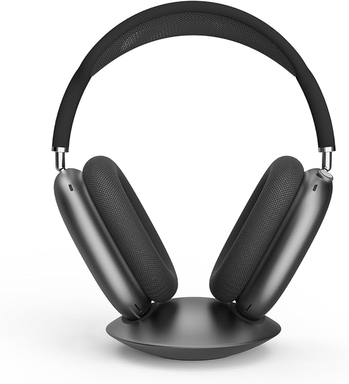 ELECOGO All-Aluminum Headphone Stand for AirPods Max, Full CNC-Machined Metal Base with Soft Silicone Contact Pad, Futuristic Ring Design, Stable Desktop Display Dock (Gray)