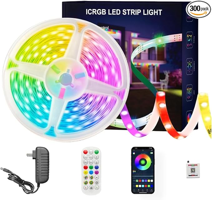 ATHONO 65.6ft Led Lights for Bedroom Music Sync Color Changing Led Strip Lights IC+RGB with Remote App Control Led Strip, Led Lights for Room Home Kitchen Decor Party